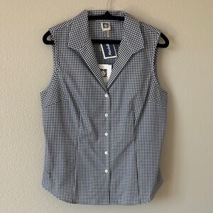 NWT Anne Klein Gingham Sleeveless Botton Down Shirt